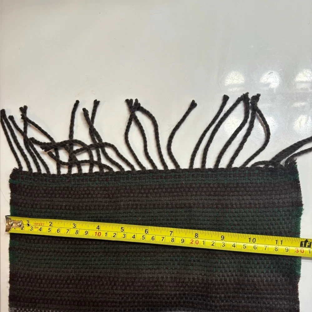 Banana Republic Wool Blend Scarf Green Brown & Cream Long Fringed Winter Scarf